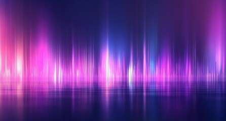 Wall Mural - abstract background with vibrant neon purple, pink, and blue vertical light streaks reflecting on a 