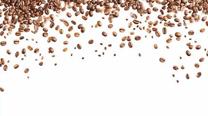 Wall Mural - Roasted coffee beans falling on white background.