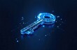 © Sergey - Futuristic blue cyber key on digital grid background