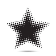 Aufkleber - Halftone star design element. glowing light halftone star. star dots logo. star flare, shine light halftone texture. retro style dotted background