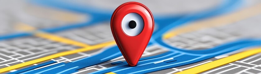 Poster - Red 3D Location Pin on a Detailed City Map