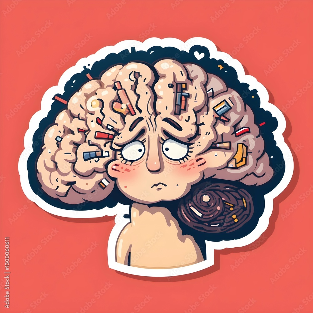 Brain Overload: This illustration captures the weight of thoughts ...