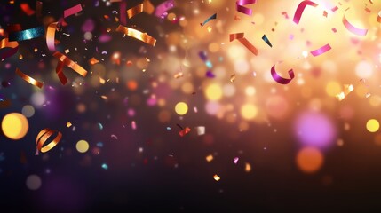 Aufkleber - Multicolored confetti dances through the air against a backdrop of soft, glowing lights, creating a festive and magical ambiance for any celebration