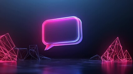 Wall Mural - A glowing speech bubble in a dark, abstract environment, symbolizing communication.