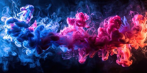 Fluid cascade of navy blue and deep red ink
