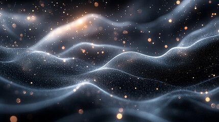 Wall Mural - Blurry refraction of light or bokeh with an organic flare. Abstract, 3D Abstract, dots, sparkles, blue, particle, Abstract Blue Gold bokeh Background
