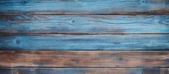 Leinwandbilder - Vintage wooden backdrop with varying shades of blue and brown, featuring horizontal planks for versatile copy space in design projects.