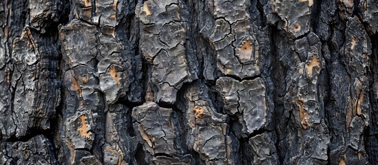 Aufkleber - Vertical cracked tree bark texture with deep brown and black tones; highlighted grooves and crevices provide ample copy space for design use.