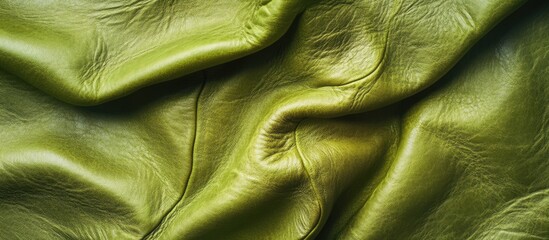 Leinwandbilder - Textured lime leather fabric with rich green tones displaying wrinkles and folds creating a unique surface suitable for design applications