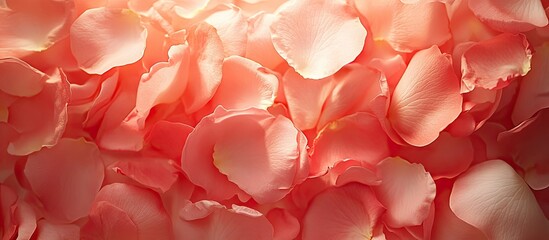 Aufkleber - Elegant pink rose petals softly arranged in a subtle gradient backdrop, creating a refined and clean aesthetic with a warm ambiance.