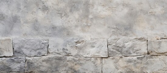 Poster - Gray textured stucco wall featuring rustic stone blocks at lower section providing copy space creating an aesthetic backdrop for design purposes