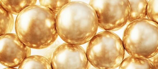 Aufkleber - Shiny gold metallic balloons clustered closely on a bright white background creating a joyful and festive atmosphere ideal for celebrations