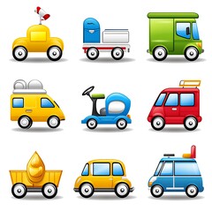 Wall Mural - colorful transportation icons featuring various vehicle designs