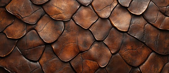 Leinwandbilder - Textured rustic brown leather surface with weathered scales in warm tones creating a vintage vibe ideal for stylish background designs