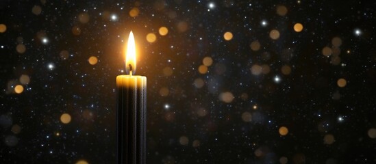 Aufkleber - Candle glowing brightly against a dark starry backdrop with shimmering golden bokeh enhancing the festive atmosphere celebrating significance of seven