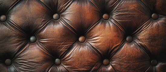 Poster - Rustic vintage brown leather texture with button tufting in a warm aged palette ideal for backgrounds and design projects.
