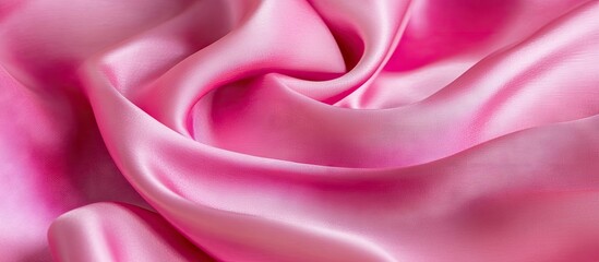 Fototapete - Pink silk fabric texture with soft, flowing folds creating a luxurious and elegant background ideal for creative design projects and artistic endeavors