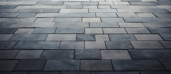 Leinwandbilder - Abstract textured paving slabs in varying shades of blue and gray arranged in a diagonal pattern on a smooth dark background with ample copy space.