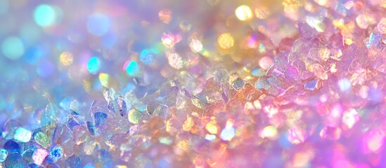 Leinwandbilder - Iridescent holographic foil background features vibrant pastel colors of pink, blue, and gold, creating a mesmerizing and reflective abstract shimmer.