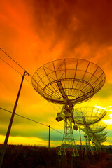 Wall Mural - the silhouette of a radio telescope observatory