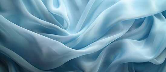 Aufkleber - Soft pastel blue silk fabric with flowing folds and gentle sheen, ideal for elegant backgrounds and promotional materials, featuring a smooth texture.