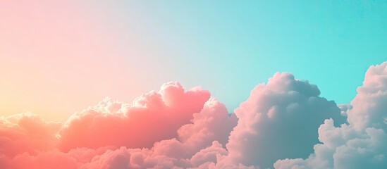 Poster - Serene summer sunset with vibrant pink and turquoise clouds softly blending in a tranquil sky creating a peaceful ambiance of late evening.