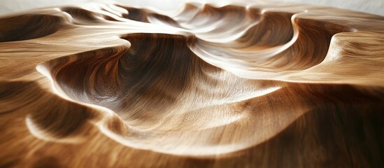 Leinwandbilder - Elegant wooden surface showcasing intricate wave-like patterns with smooth, flowing curves in warm brown and beige tones, capturing natural beauty.