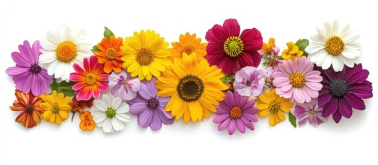 Aufkleber - Colorful floral border with pink, yellow, white, and purple flowers arranged in a vibrant design against a clean white background.