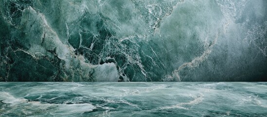 Aufkleber - Elegant green marble backdrop with rich textures, smooth surface in the foreground, perfect for product displays and presentations.