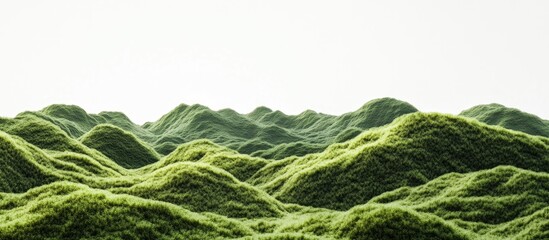 Leinwandbilder - Lush green rolling hills create a serene landscape against a bright white background highlighting the soft textures and gentle curves of nature.