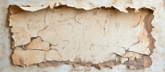 Aufkleber - Old weathered beige torn cardboard with distressed rough edges, showcasing cracks and scrapes, ideal for textured backgrounds or collages.