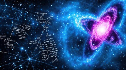 Aufkleber - Vibrant Pink And Blue Galaxy Nebula In Dark Space