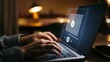 © Pippin - Video Streaming Interface on Laptop with Hands Typing, Streaming Online, Watching Video on Internet, Live Concert, Show or Tutorial