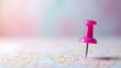 © Fairy Art - A bright pink pin stands upright on a blurred abstract background with pastel colors, conveying location and navigation.