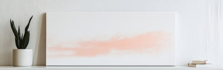 Poster - Minimalist canvas decor showcasing soft pencil artwork on a white background with subtle hints of coral