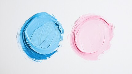 Wall Mural - soft pastel blue and pink circular strokes create a calming artistic effect on a white background