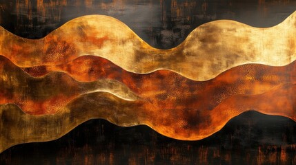 Poster - Smooth flowing patterns in bronze gold create a dynamic visual experience in abstract art