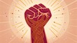 © BrilliantPixels - Braided Fist Power and Unity, Abstract Illustration, Feminist Art, Gold Radiance, Graphic Feminism, Empowerment