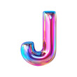 © ryanbagoez - 3D iridescent letter J isolated on transparent background with clipping path cut-out
