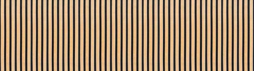 Wood background banner panorama long - Brown wooden acoustic panels wall texture , seamless pattern, vertical