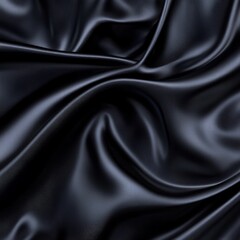 Aufkleber - A sleek minimalist luxury background featuring deep black silk fabric draped in soft, organic folds. 