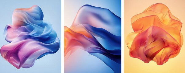 Wall Mural - vibrant gradient abstract shapes in fluid artistic compositions