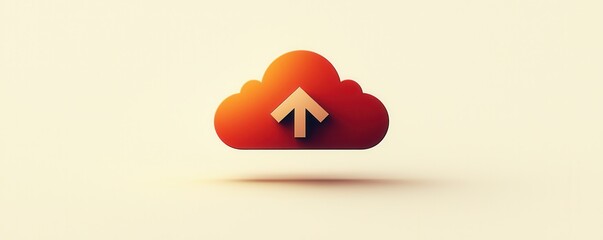 Wall Mural - minimalist cloud upload icon with gradient color design on light background