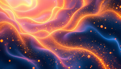 Wall Mural - abstract cosmic waves of glowing orange and blue light