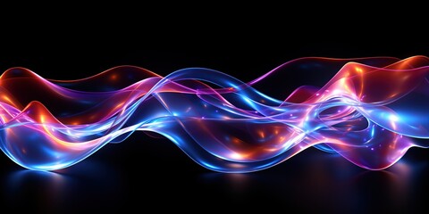 Wall Mural - light leak motion abstract line and impressive moving line art with purple blue neon color 