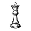 © Pawellpi Design - Engraved vector illustration of a chess queen piece showcasing intricate details and classic design elements