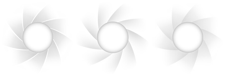 Fototapete - White buttons with spiral shutter shapes, white gray icons design.