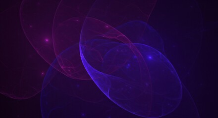 Wall Mural - abstract cosmic swirls in deep purple and blue on dark background. digital fractal art with ethereal