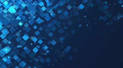 Abstract blue squares pattern with glowing digital effects. Futuristic background for technology design. Background image of glowing cube floating in blue background. Technology innovation. AIG51.