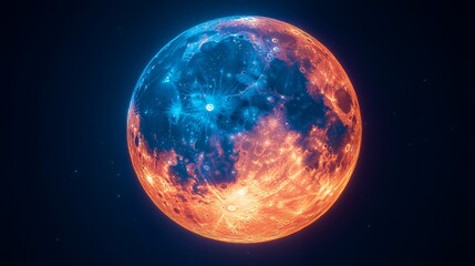 Wall Mural - explore stunning orange and blue planet in cosmic space setting with twinkling stars